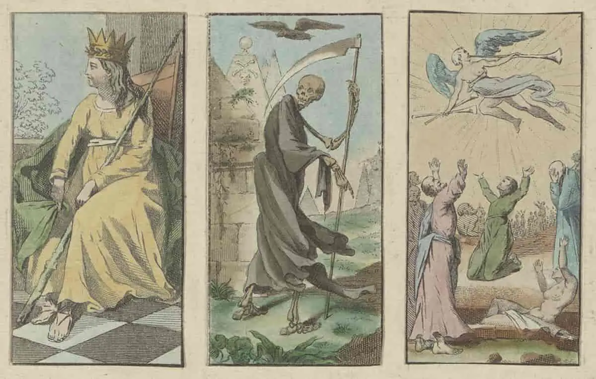 Three cards from the Etteilla Tarot